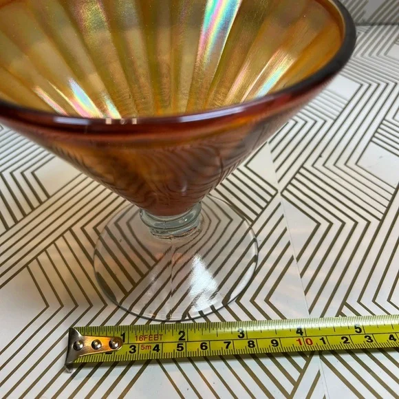 Vintage Marigold Carnival Glass Footed Dish - Picture 11 of 11